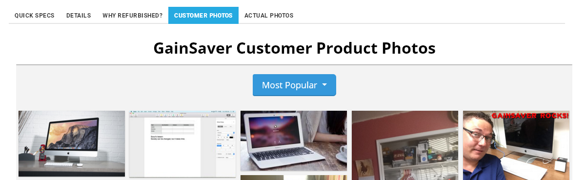 GainSaver customer photos of their cheap Mac laptop or desktop computer.