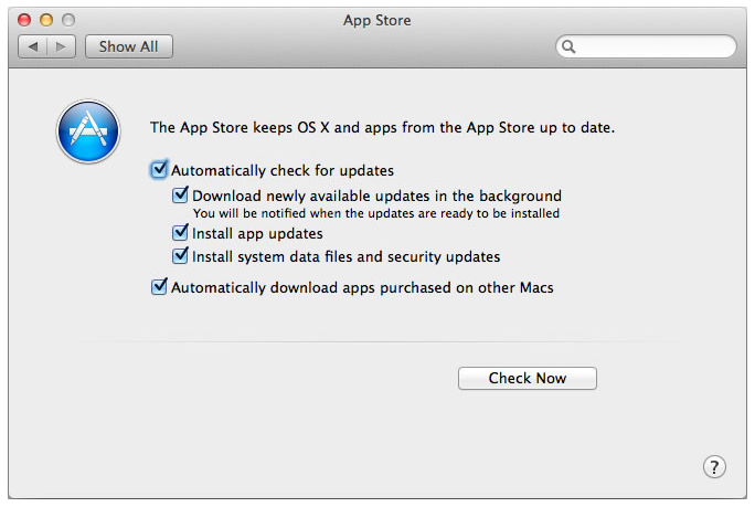 Configure your Mac App Store settings to keep your operating system up to date.