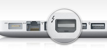 The Thunderbolt Port lets you add high speed peripherals to your cheap used Mac.